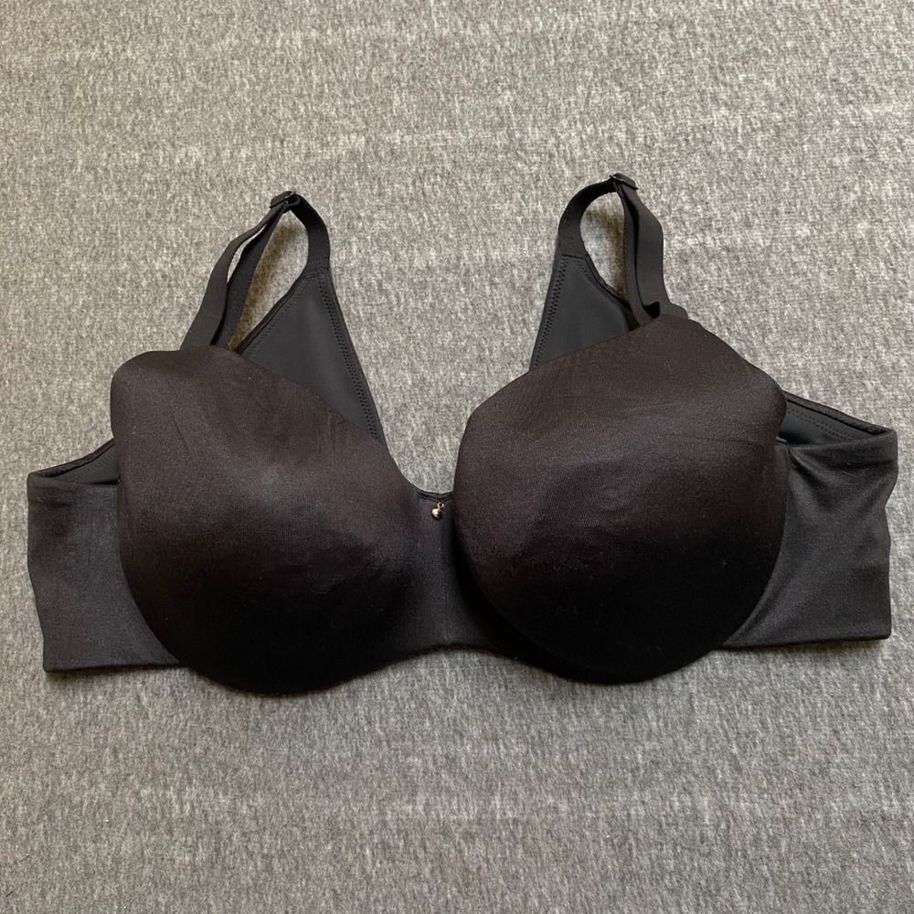 Cacique Black Full Coverage Underwire Bra 44C Smooth Molded Cups Adjustable